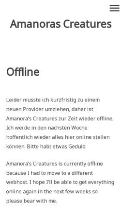Vorschau der mobilen Webseite www.amanora.de, Amanora's Creatures