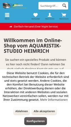 Vorschau der mobilen Webseite www.heimrich.de, Aquaristik Studio Heimrich
