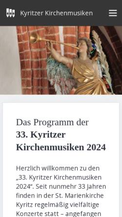 Vorschau der mobilen Webseite kyritzer-kirchenmusiken.de, Kyritzer Kirchenmusiken - Michael Schulze