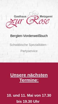 Vorschau der mobilen Webseite www.rose-vorderweissbuch.de, Gasthaus Zur Rose, Vorderweißbuch