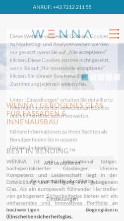 Vorschau der mobilen Webseite www.glas.at, Wenna Glas GmbH