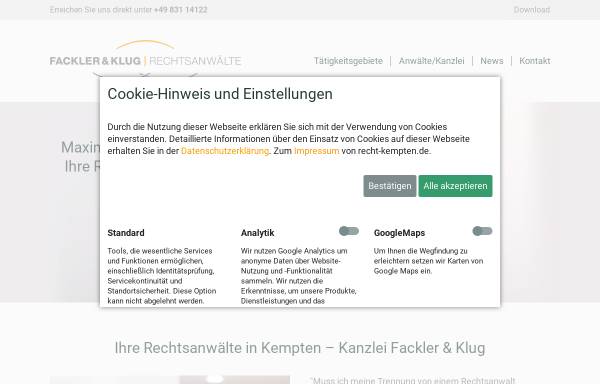 Vorschau von www.recht-kempten.de, Anwaltskanzlei Fackler & Fackler
