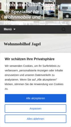 Vorschau der mobilen Webseite www.wohnmobilhof-jagel.de, Wohnmobilhof Jagel