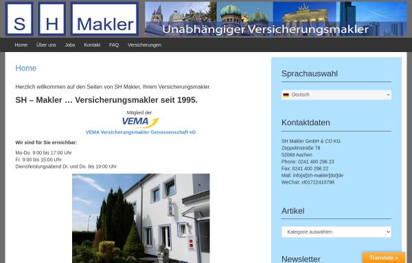 Vorschau von www.sh-makler.de, Versicherungsmakler SH-Maklerbüro
