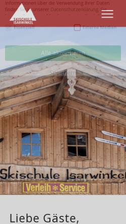 Vorschau der mobilen Webseite www.skischule-isarwinkel.de, Skischule Isarwinkel