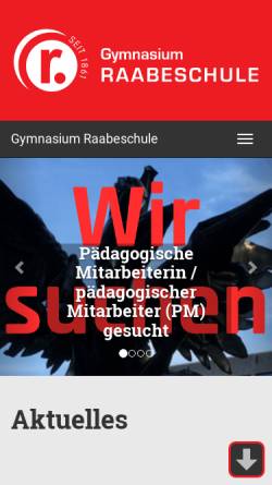Vorschau der mobilen Webseite raabeschule.de, Gymnasium Raabeschule Braunschweig