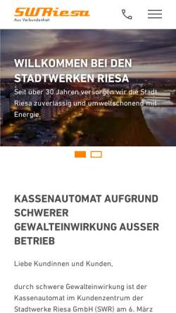 Vorschau der mobilen Webseite www.stw-riesa.de, Stadtwerke Riesa