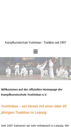 Vorschau der mobilen Webseite www.kampfkunstschule-yushinkan.de, EBMAS-Greyhills Kampfkunstschule Leipzig e.V