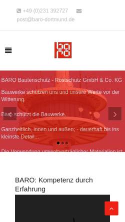 Vorschau der mobilen Webseite www.baro-dortmund.de, BARO Bautenschutz Rostschutz GmbH + Co. KG