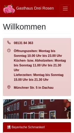 Vorschau der mobilen Webseite www.gasthaus-3rosen.de, Gasthaus 3 Rosen