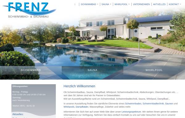 Vorschau von www.frenz-schwimmbadbau.de, Frenz Schwimmbad- und Saunabau GmbH & Co. KG