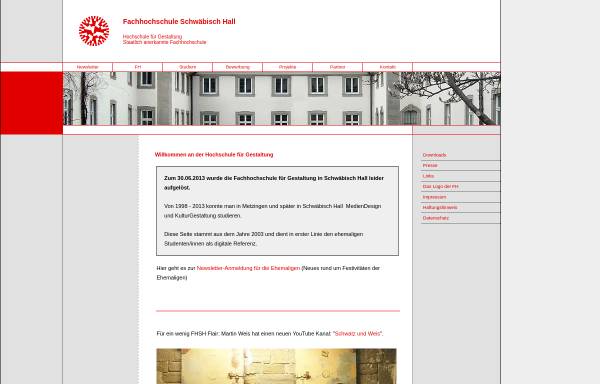 Vorschau von fhsh.de, Fachhochschule Schwäbisch Hall - Hochschule für Gestaltung
