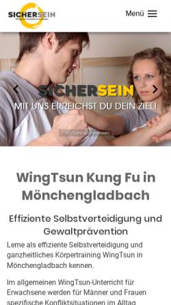 Vorschau der mobilen Webseite www.sichersein.com, WingTsun-Schule Mönchengladbach