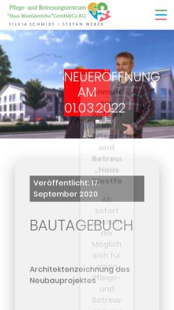 Vorschau der mobilen Webseite www.haus-westfalenhoehe.de, Haus Westfalenhöhe GmbH & Co. KG