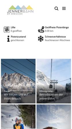 Vorschau der mobilen Webseite www.jennerbahn.de, Jennerbahn