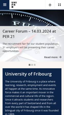 Vorschau der mobilen Webseite www.unifr.ch, Universität Fribourg
