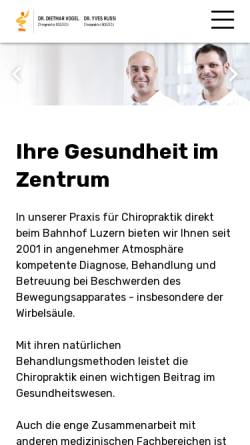 Vorschau der mobilen Webseite www.vogel-russi-chiropraktik.ch, Praxis Dr. Dietmar Vogel und Dr. Yves Russi