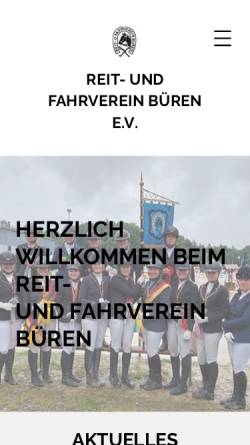 Vorschau der mobilen Webseite www.reitundfahrverein-bueren.de, Reit- und Fahrverein Büren e.V.