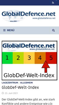 Vorschau der mobilen Webseite www.globaldefence.net, Streitkräfte der Welt - Armed Forces Worldwide
