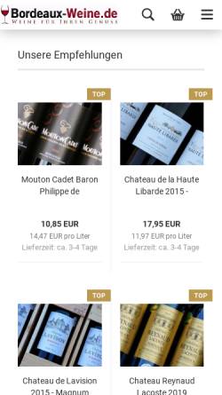 Vorschau der mobilen Webseite www.bordeaux-weine.de, Bordeaux-Weine, Hartmut Schneider