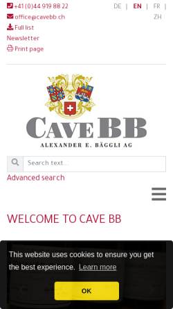 Vorschau der mobilen Webseite www.cavebb.ch, Cave BB, Alexander Bäggli