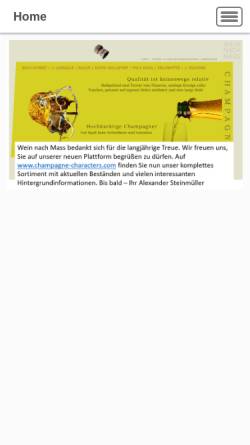 Vorschau der mobilen Webseite weinnachmass.de, Wein nach Mass, Alexander Steinmüller
