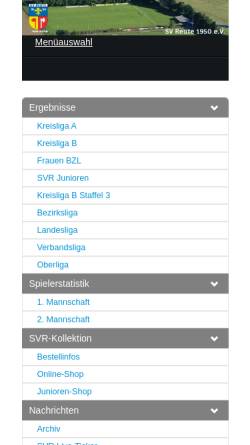 Vorschau der mobilen Webseite www.sv-reute.de, SV Reute Fußball 1950 e.V.