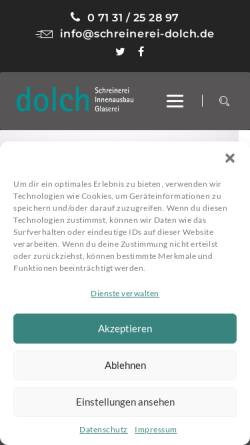 Vorschau der mobilen Webseite www.schreinerei-dolch.de, Schreinerei Benjamin Dolch