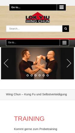 Vorschau der mobilen Webseite www.wingchun-koeln.de, Lok Yiu Wing Chun - Schule Köln