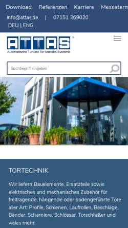 Vorschau der mobilen Webseite www.attas.de, ATTAS Automatische Tür und Tor Antriebssysteme