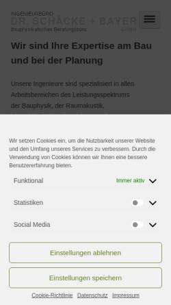 Vorschau der mobilen Webseite www.ib-schaecke.de, Dr. Schäcke und Bayer GmbH