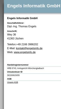 Vorschau der mobilen Webseite www.engelsinfo.de, Engels Informatik GmbH