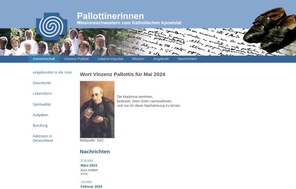 Vorschau von www.pallottinerinnen.de, Pallottinerinnen