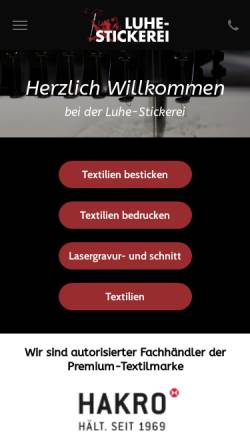 Vorschau der mobilen Webseite www.luhe-stickerei.de, Luhe Stickerei
