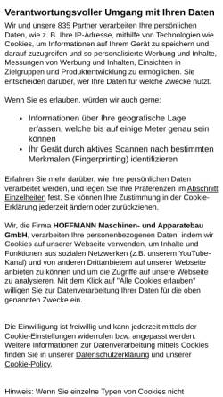 Vorschau der mobilen Webseite www.hoffmann-filter.de, Hoffmann Maschinen und Apparatebau GmbH