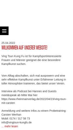 Vorschau der mobilen Webseite www.vingtsun-kungfu.de, Schule Carsten Werhan