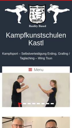 Vorschau der mobilen Webseite www.kampfkunstschulen-kastl.de, Selbstverteidigung und Bewegungskunst