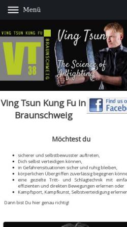 Vorschau der mobilen Webseite vingtsun-bs.de, Ving Tsun Kung Fu Braunschweig