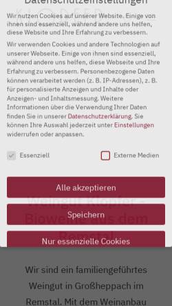 Vorschau der mobilen Webseite www.weingut-klopfer.de, Weingut Wolfgang Klopfer