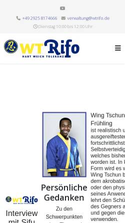 Vorschau der mobilen Webseite www.wtrifo.de, WT- Rifo Kampfkunst