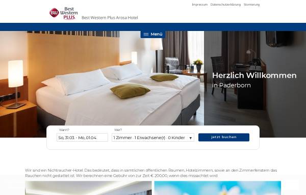 Vorschau von www.arosa-paderborn.de, Best Western Premier Arosa Hotel