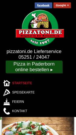 Vorschau der mobilen Webseite www.pizzatoni.de, Tonis Pizza Express