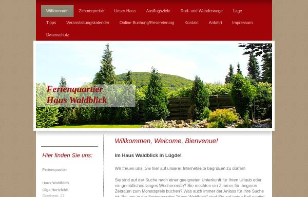 Vorschau von www.waldblick-luegde.de, Haus Waldblick