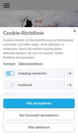 Vorschau der mobilen Webseite www.hof-ruwerbach.de, Hof Ruwerbach Petra und Klaus Reinert Weierweiler