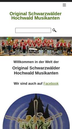 Vorschau der mobilen Webseite www.hochwald-musikanten.de, Original Schwarzwälder Hochwald Musikanten