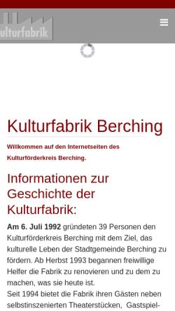Vorschau der mobilen Webseite www.kulturfabrik-berching.de, Berching, Kulturfabrik
