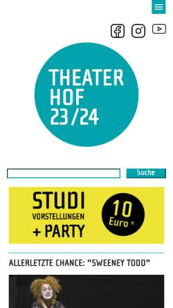 Vorschau der mobilen Webseite www.theater-hof.de, Hof, Theater (Städtebundtheater)
