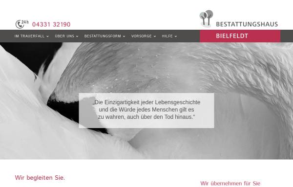 Vorschau von www.bestattungshaus-bielfeldt.de, Bestattungshaus Bielfeldt GmbH