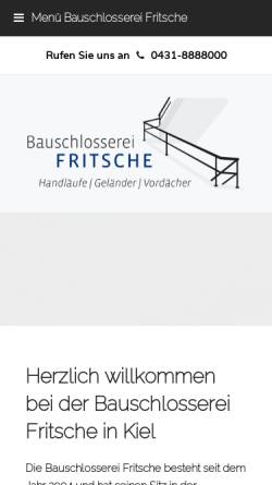 Vorschau der mobilen Webseite www.fritsche-metall.de, Bauschlosserei Mario Fritsche