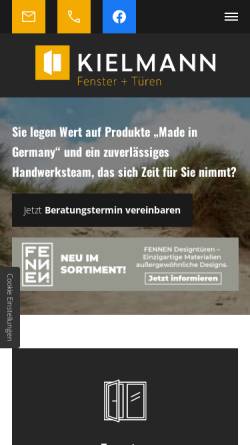 Vorschau der mobilen Webseite kielmann-fenster.de, Kielmann Fenster und Türen